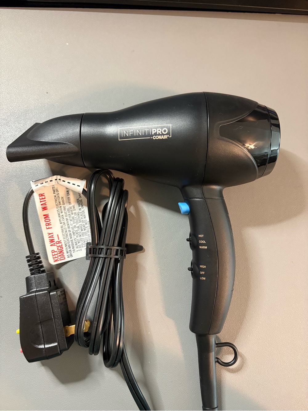 Conair InfinitiPro Black Travel Hair Dryer with Concentrator